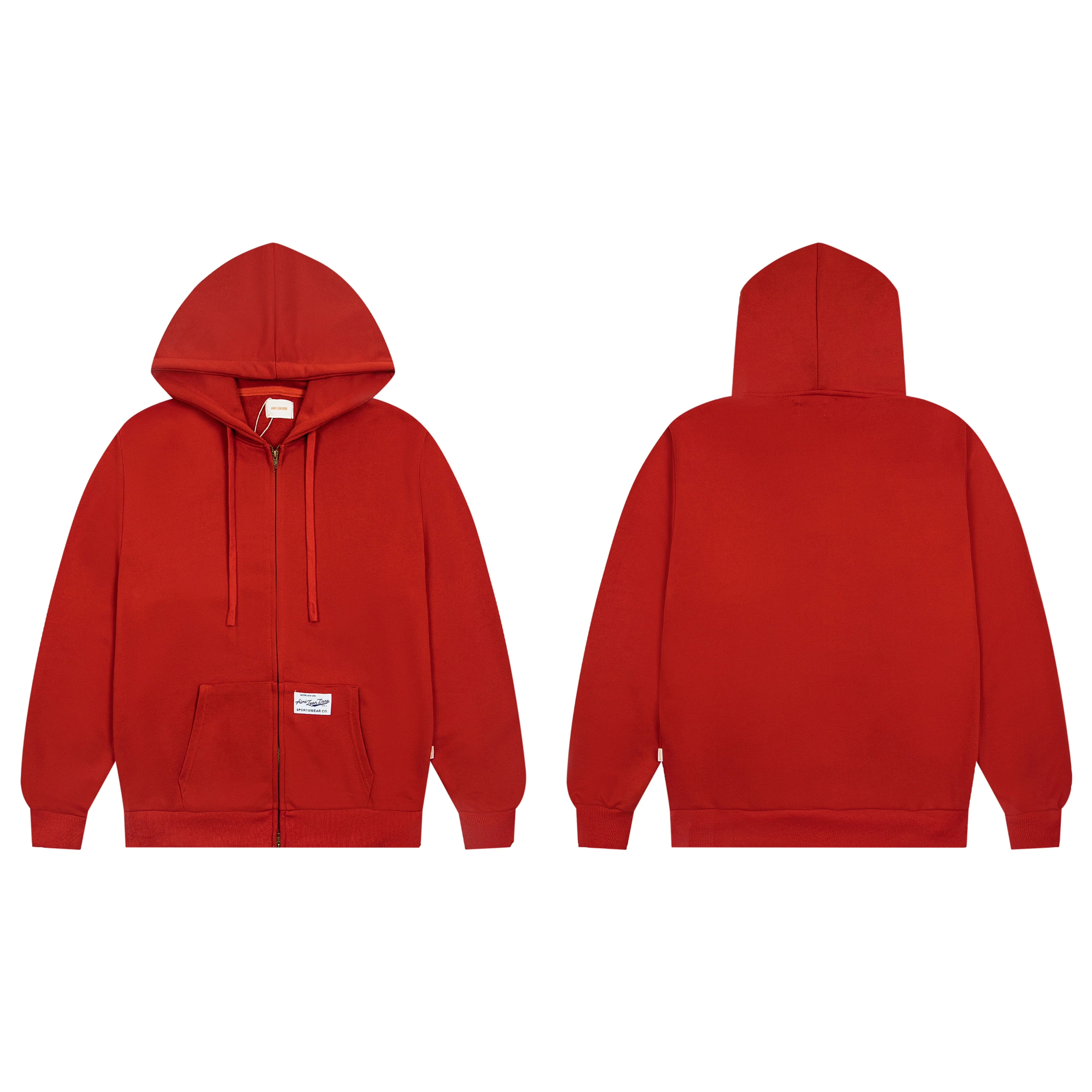 Aimé Leon Dore Thermal-Lined Script Zip-Up Hoodie -Red